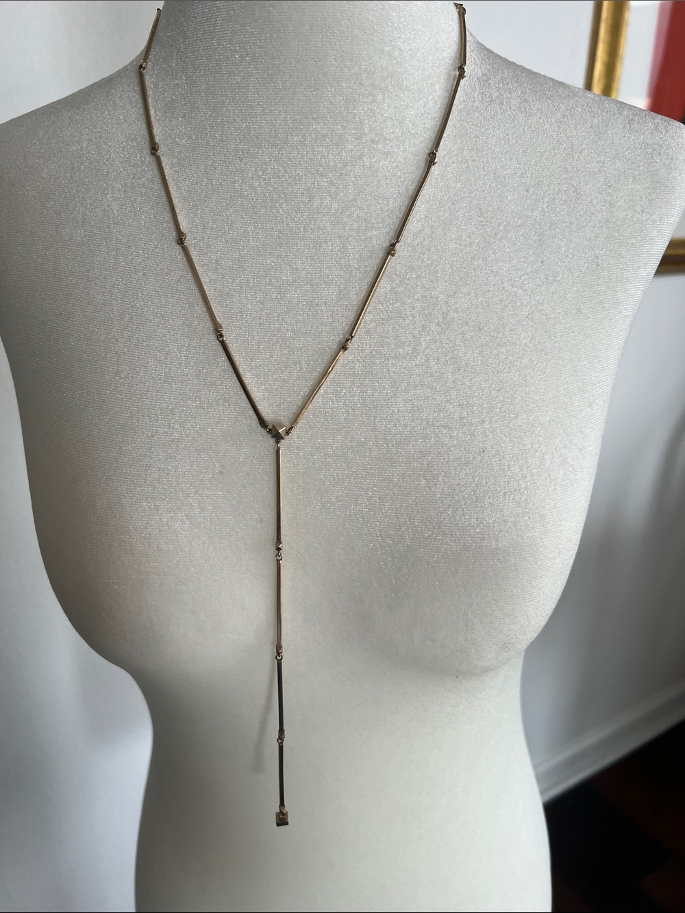 Valentino Two-Tone Gold and Silver Bar Y-Necklace